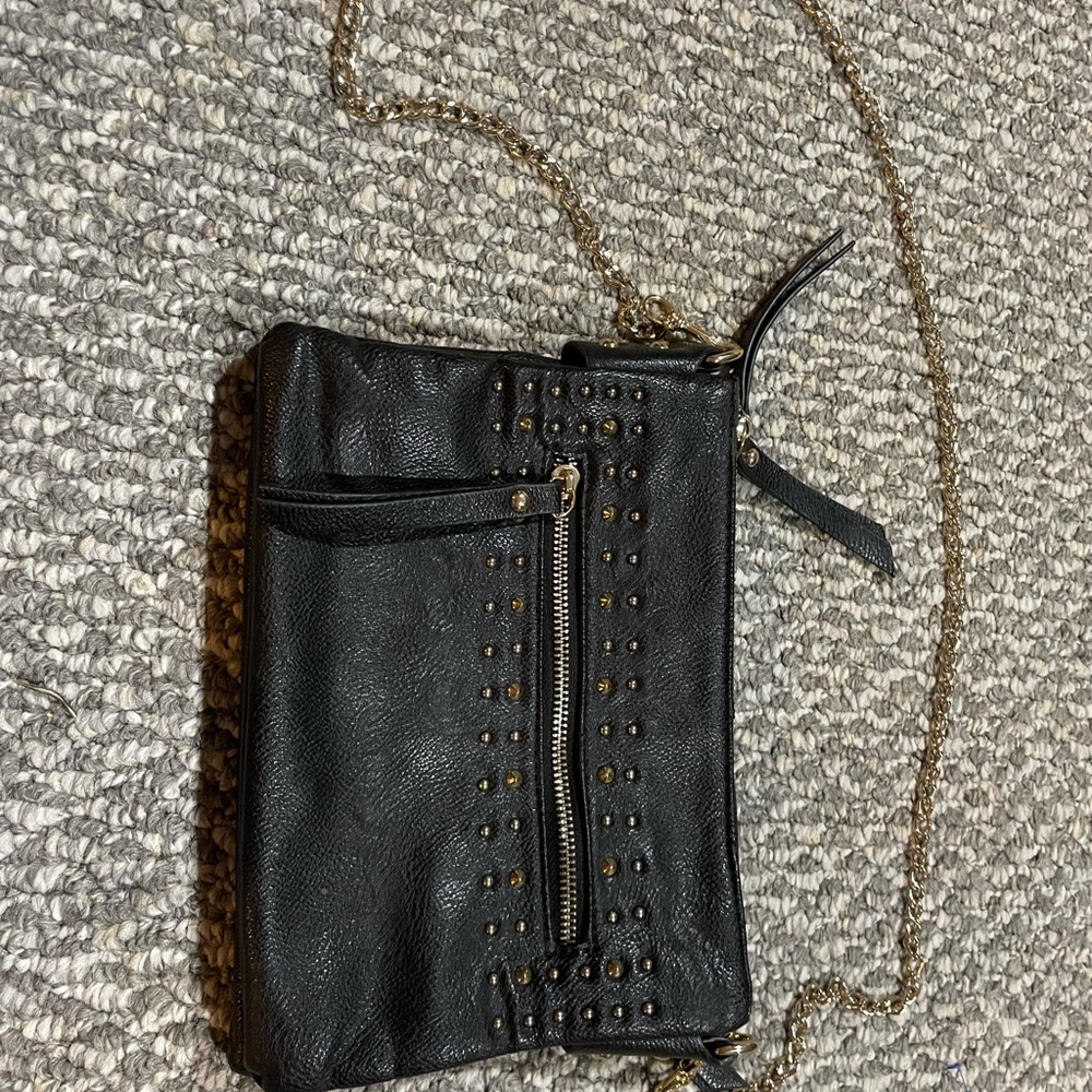 Bebe Black Studded Leather Crossbody Bag
